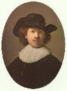 REMBRANDT Harmenszoon van Rijn Self-portrait with wide-awake hat oil painting on canvas